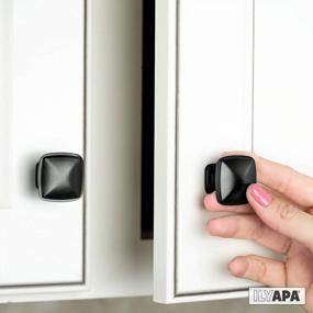 img 2 attached to Ilyapa Black 1 1/4 Square Kitchen Cabinet Knobs - 10 Pack Of Drawer Handles Hardware