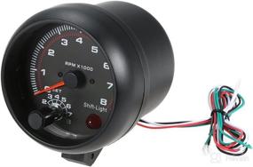 img 2 attached to 🚗 Shkalacar 3.75" Car Universal Tachometer Gauge - Automotive Tachometer Kit with White Inter Shift Light up to 8000 RPM