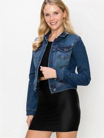 img 1 attached to Shop the Trendy FashionMille Classic Jacket FWJ1254 DK DENIM L for Women's Casual Style: Coats, Jackets & Vests Collection