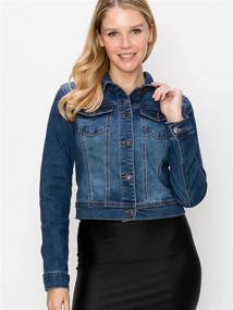 img 2 attached to Shop the Trendy FashionMille Classic Jacket FWJ1254 DK DENIM L for Women's Casual Style: Coats, Jackets & Vests Collection