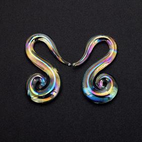 img 2 attached to Qmcandy Glass Spiral Tapers: Stylish Earrings For Stretching Piercings In 8G-14Mm Gauges - Set Of 2