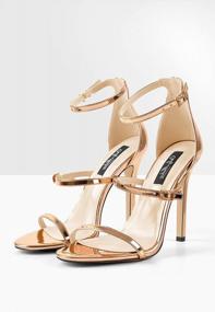 img 3 attached to Women'S Gold Open Toe Stiletto Heels With Ankle Straps And Buckles For Wedding Dress