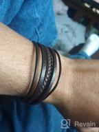img 1 attached to Stylish MERC-MAHE Men's Leather Cuff Bracelet: Adjustable, Magnetic Clasp, Cowhide, Multi-Layer, Braided - Ideal Gift for Boys! review by Doug Davis