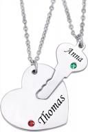 personalized stainless steel heart puzzle necklace set with birthstones and custom name engraving by valyria logo
