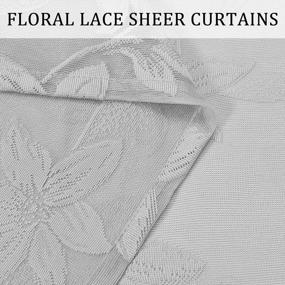 img 1 attached to DWCN Grey Floral Lace Sheer Curtains - Set Of 2 Rod Pocket Window Voile Sheer Drapes For Bedroom Kitchen, 52 X 72 Inches Long Short Curtain Panels