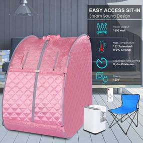 img 3 attached to Himimi Upgraded Portable Foldable Steam Sauna With Chair And Remote Control, 2.5L Capacity For Home Spa And Relaxation, 60 Minute Timer - Available In Pink Triangle Design