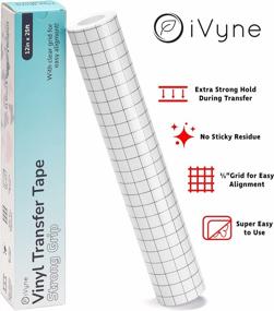 img 2 attached to IVyne High Tack Transfer Tape For Cricut Vinyl, 12'' X 25 Ft Black Grid - Strong Grip Roll For Crafting Stickers, Signs, Mugs, And Home Décor