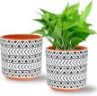 set of 2 ceramic plant pots, deecoo 5.5 inch flower planters with drainage hole, round succulent pots for cactus, snake plants, bamboo & outdoor plants logo