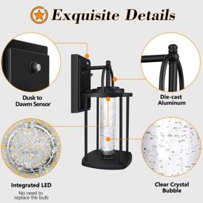img 1 attached to Crystal Bubble Glass LED Porch Light, 540LM 3000K Outdoor Wall Mount Sconce Fixture With Dusk To Dawn Sensor For House Porch, IP65 Waterproof Anti-Rust Exterior Lighting