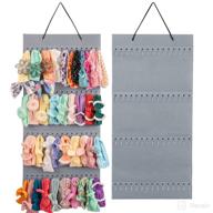 🎀 agx bravo hanging headbands holder with 60 hooks - gray, hair bows storage and display organizer for baby girls accessories logo