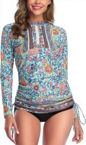 img 4 attached to Stay Protected And Stylish At The Beach With Caracilia Women'S Half-Zip Rashguard Swim Shirt