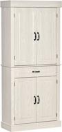 белая кухонная кладовая - homcom 71 "высокий шкаф для хранения с четырьмя дверцами, двумя большими шкафами и широким ящиком для столовой и кухни логотип