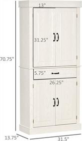 img 2 attached to White Kitchen Pantry Cabinet - HOMCOM 71" Tall Storage Cabinet With Four Doors, Two Large Cabinets, And A Wide Drawer For Dining Room And Kitchen Organization