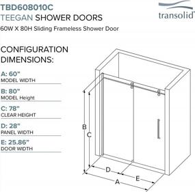 img 1 attached to Полубескаркасная раздвижная душевая дверь Transolid Teegan с фиксированной панелью из полированного хрома, 56,5-59 "WX 80 " H