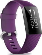 waterproof replacement fitness sport band wristband for fitbit charge 4 / fitbit 💧 charge 3 / fitbit charge 3 se - plum, small size for women and men логотип