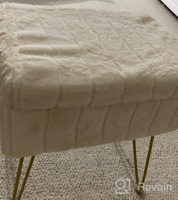 img 1 attached to Pink Furry Vanity Stool With Storage - Modern Multifunctional Chair For Makeup And Bedroom; Soft Ottoman With Anti-Slip Feet, Faux Fur Padding, And 4 Metal Legs - H:19.7" X L:15.7" W:11 review by Wendy Rodriguez
