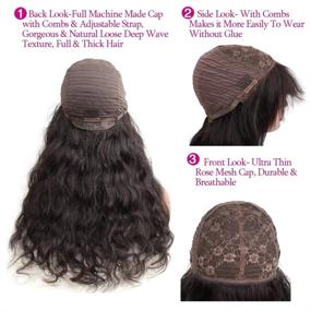 img 1 attached to BLY Loose Deep Wave Human Hair Wigs With Bangs For Black Women - Non-Lace Front, 16 Inch Brazilian Virgin Hair In Natural Color