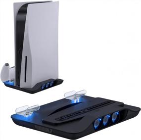 img 4 attached to Охлаждающий вентилятор PS5 и зарядная станция с двумя контроллерами и дополнительными портами USB - док-станция Mcbazel Cooler для Playstation 5 UHD и Digital Edition в черном цвете