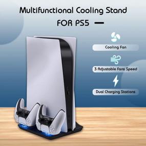 img 2 attached to Охлаждающий вентилятор PS5 и зарядная станция с двумя контроллерами и дополнительными портами USB - док-станция Mcbazel Cooler для Playstation 5 UHD и Digital Edition в черном цвете