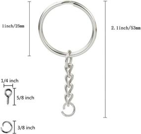 img 3 attached to Kingforest 100 Pack Silver Metal Split Key Rings с цепочками, длиной 1 дюйм, прыгающими кольцами и винтовыми булавками для брелоков и изготовления ювелирных изделий