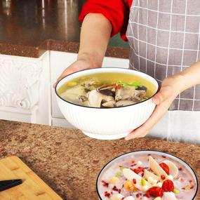 img 1 attached to Large Ceramic Soup Bowls - 60 Oz Pho, Ramen, Salad, Noodle Mixing Bowls - Set Of 3