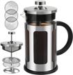 favia 34 ounce french press coffee maker heat resistant thick glass with stainless steel coffee tea press dishwasher safe (34oz, stainless silver) logo