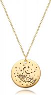 personalized disc pendant necklace with engraved pattern in 14k gold plating - simple, dainty chain celestial jewelry for women - perfect birthday gift logo