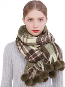 img 4 attached to Warm And Stylish Pom Pom Scarves For Women: RIIQIICHY Pashmina Shawls And Wraps