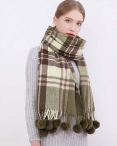 img 1 attached to Warm And Stylish Pom Pom Scarves For Women: RIIQIICHY Pashmina Shawls And Wraps