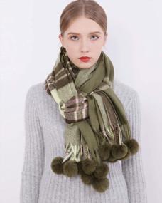 img 2 attached to Warm And Stylish Pom Pom Scarves For Women: RIIQIICHY Pashmina Shawls And Wraps