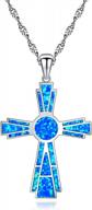 gold plated opal & mystic topaz gemstone cross pendant necklace jewelry logo