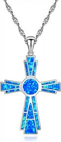img 4 attached to Gold Plated Opal & Mystic Topaz Gemstone Cross Pendant Necklace Jewelry