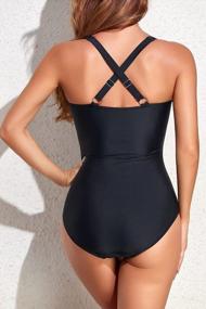 img 2 attached to Women'S Slimming Retro Ruched One Piece Swimsuit With Tummy Control And Push Up Support