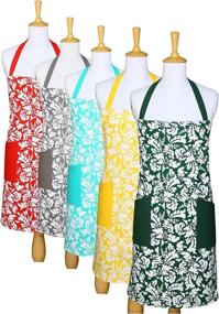 img 2 attached to Cotton Damask Kitchen Apron With Pockets For Men And Women - Quality Grilling, Cooking, Restaurant Apron By Yourtablecloth