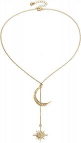 img 3 attached to Feximzl Women'S Gold Color Crystal Moon & Star Necklace Chain Jewelry Pendant Accessory