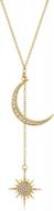 feximzl women's gold color crystal moon & star necklace chain jewelry pendant accessory логотип