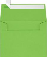 пригласительные конверты luxpaper a2: потрясающий зеленый цвет limelight для карточек 4 1/4 x 5 1/2, легко отделяемый и запечатываемый, квадратный клапан для печати - 50 шт. в упаковке! логотип