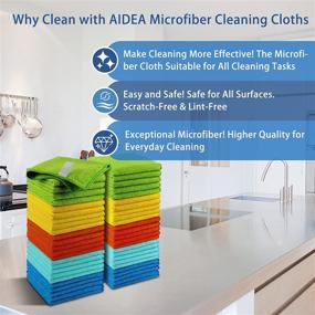 img 3 attached to AIDEA Microfiber Cleaning Cloths-50 Pack, Premium All-Purpose Softer Highly Absorbent, Lint Free - Streak Free Wash Cloth for Home, Kitchen, Automobile, Windows, Gifts (12in.x 12in.)