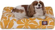 🐶 yellow plantation indoor outdoor pet dog bed - small rectangle size with removable washable cover by majestic pet products logo