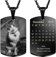 customizable stainless steel dog tag necklace with personalized calendar and text engraving for memorial or special occasions logo