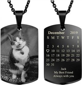 img 4 attached to Customizable Stainless Steel Dog Tag Necklace With Personalized Calendar And Text Engraving For Memorial Or Special Occasions