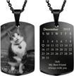 customizable stainless steel dog tag necklace with personalized calendar and text engraving for memorial or special occasions logo