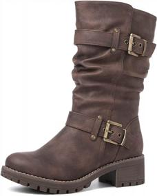 img 4 attached to Stylish Biker Boots For Women - GlobalWin Mid-Calf Dress Boots
