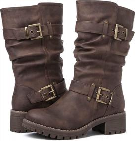 img 3 attached to Stylish Biker Boots For Women - GlobalWin Mid-Calf Dress Boots