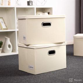 img 3 attached to 📦 Large Collapsible Storage Bins with Lids [3-Pack] – PRANDOM Fabric Foldable Storage Boxes Organizer Containers Baskets Cube with Cover for Home Bedroom Closet Office Nursery Cream(17.3x11.8x11.8)