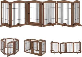 img 4 attached to 🐾 Unipaws 6 Panel Extra Wide Freestanding Walk Through Dog Gate: Sturdy Pet Playpen with Foldable Stairs Barrier for Indoor Use Only
