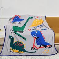 cute dinosaur blanket for boys - colorful flannel gift blanket drawn with simple strokes - perfect room decor for kids - artbeck (grey, 50"x60") logo