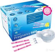 pregnancy test strips kit: 25-count individually wrapped, highly accurate home detection, fertility test with urine cup. 99%+ accuracy result. 5mm hcg test strip with wider, sturdier design. логотип