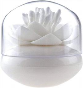 img 4 attached to White Lotus Shape Q-Tips Holder: Stylish Cotton Swab Organizer For Bathroom Decor & Cosmetic Storage