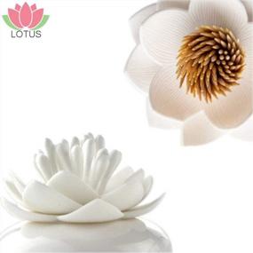 img 2 attached to White Lotus Shape Q-Tips Holder: Stylish Cotton Swab Organizer For Bathroom Decor & Cosmetic Storage